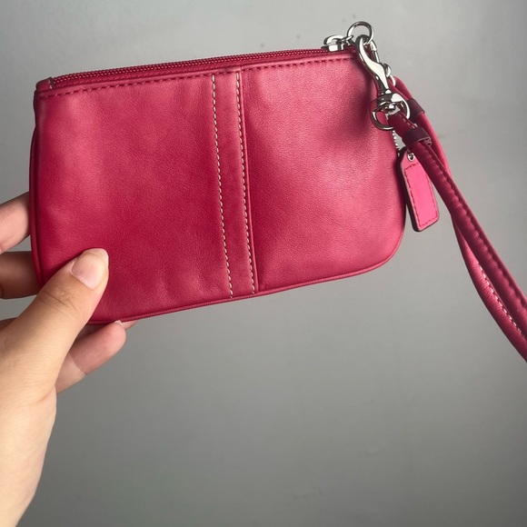 Coach Coral Red Leather 6”x4” wristlet - Picture 5 of 7